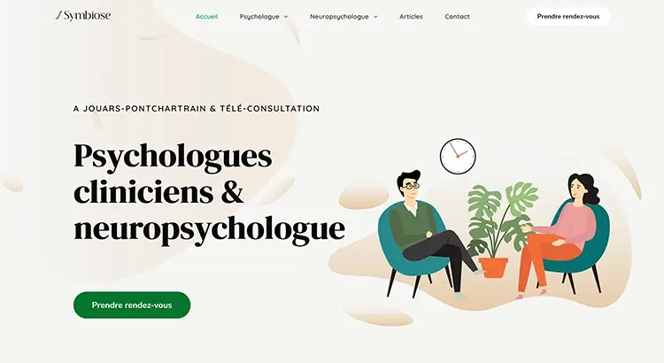 Exemple de site web professionnel pour psychologue avec prise de rendez-vous et design épuré